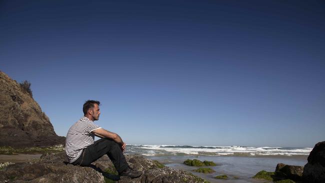 Laurent Hayez at Tallows Beach Byron Bay in 2019. Theo’s phone was last traced to this area. Picture: Russell Shakespeare