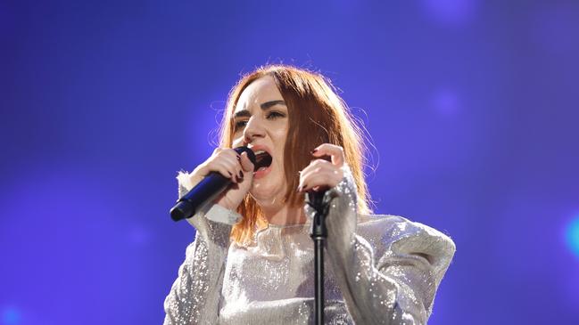 Meg Mac performs during the 2023 Brownlow Medal. (Photo by Dylan Burns/AFL Photos via Getty Images)