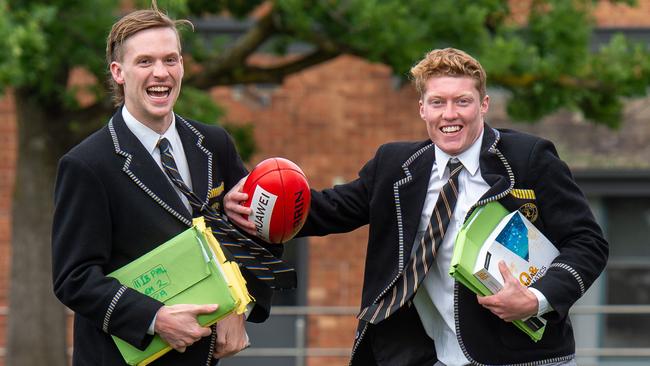 Noah Anderson and Matt Rowell were drafted from Carey Grammar to the Gold Coast Suns in 2019. Picture: Jay Town