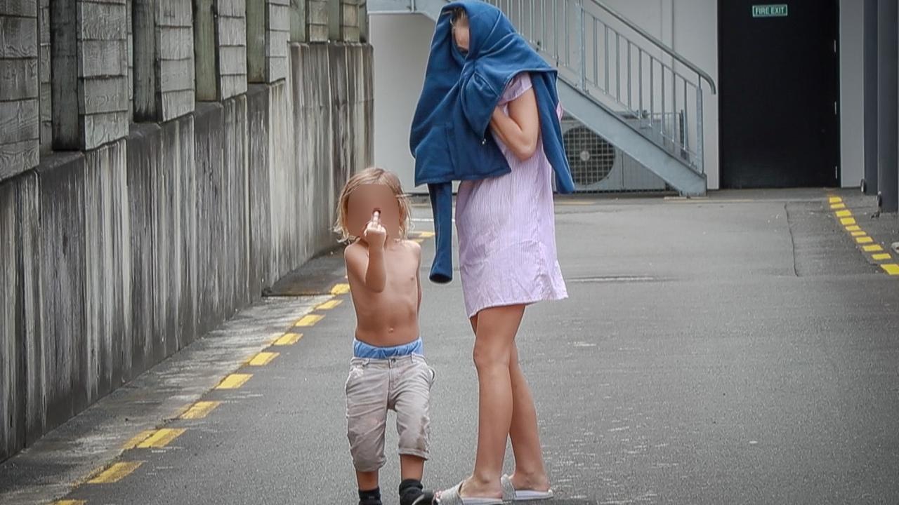 The tourist family accused of bad behaviour leaving the Hamilton District Court. Picture: Christine Cornege /NZ Herald.