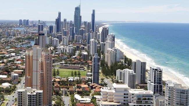 Gold Coast skyline taken from room 4901 at Oracle East, Broadbeach. Pic : Jerad Williams