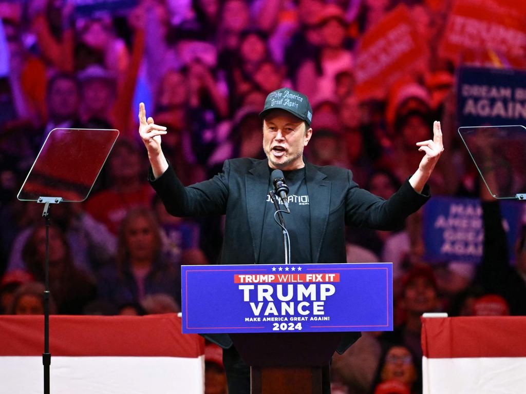 Tesla and SpaceX CEO Elon Musk speaks at a rally for former US President and Republican presidential candidate Donald Trump before the election. Picture: AFP