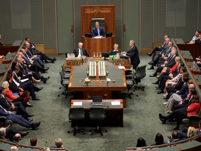 The Labor leader delivered his reply following Treasurer Josh Frydenberg’s Federal Budget speech on Tuesday. Picture: Tracey Nearmy/Getty Images