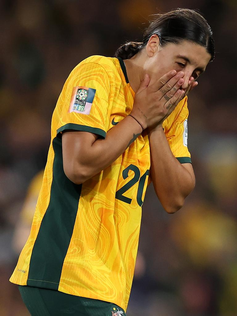 Sam Kerr couldn’t believe it. Photo by Maddie Meyer - FIFA/FIFA via Getty Images.