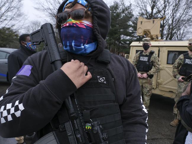 Protests outside the state capitol building in Frankfort, Kentucky. Picture: AFP