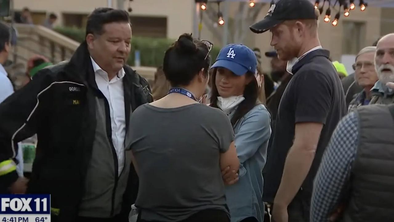 They were there ‘discreetly supporting wildfire relief efforts’. Picture: FOX 11 Los Angeles