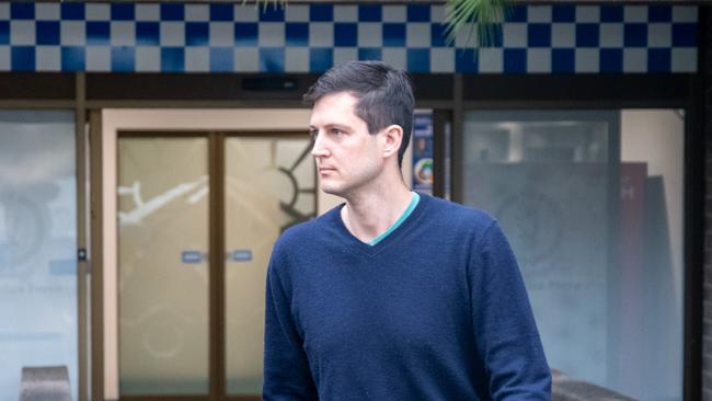 The former MP for Pittwater checks in to Dee Why Police station. Picture: NewsWire / Thomas Lisson