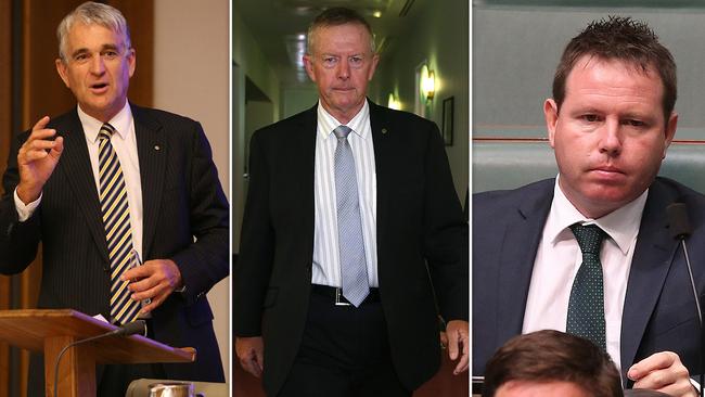 L-R: Michael McCormack, Mark Coulton and Andrew Broad refused to publicly endorse Joyce.