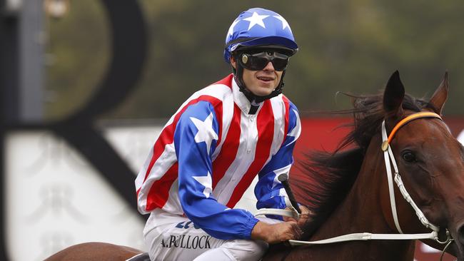 Jockey Aaron Bullock partners Moorabinda Mick at Quirindi. Picture: AAP Image