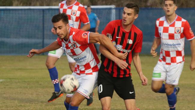 Gold Coast Knights’ Daniel Dragicevic (left). Picture: Mike Batterham