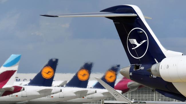 Aircraft of German airline Lufthansa at "Franz-Josef-Strauss" airport in Munich. Picture: AFP