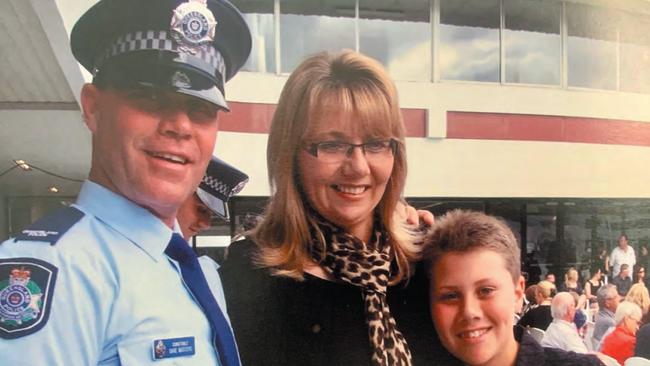 Senior Constable Dave Masters’ Graduation Day with wife Sharon and son Jack. Picture: Police Journal.