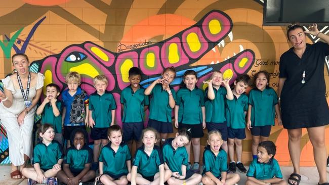 WOODROFFE PRIMARY SCHOOL Grevillea 1 FRONT ROW (L-R): Tabitha Edwards, Blessings Mbangusi, Stephanie Henriques, Macie Leighton, Arabella Watt, Eadie Hyne, Benjamin Tilley. BACK ROW (L-R): James Burdekin, Lucas Evans, James Gostynski, Thimira Medagoda Achchillage, Jorgie Edwards, Mahaliah Wallis, Khobe Franklin, Korbin McCabe, Hoana Hohipa-Wilson Picture: Woodroffe Primary School