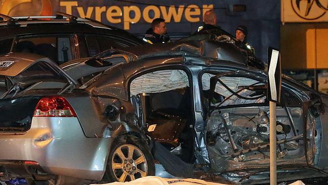 The wreckage of the Holden Commodore. Picture: Ian Currie