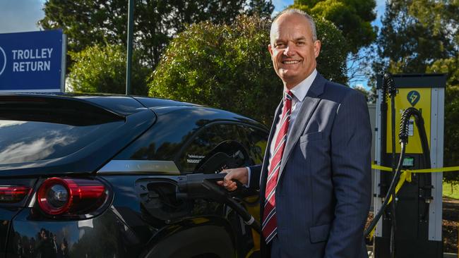 RAA chief executive officer Nick Reade at an RAA rapid EV charging site at Nuriootpa. Picture: NCA NewsWire / Naomi Jellicoe