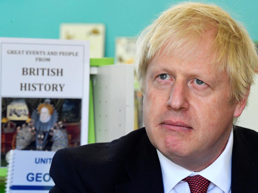 Boris Johnson speaks with year four and year six pupils during a visit to Pimlico Primary school on September 10, 2019 in London. Picture: Toby Melville/WPA Pool/Getty Images