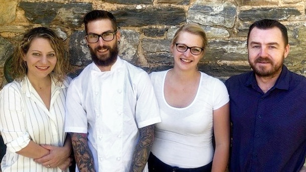 Leonards Mill owner Hayley Pember-Calvert, with staff members head chef Peter Smit, Nina Thomsen and owner Iain Calvert.