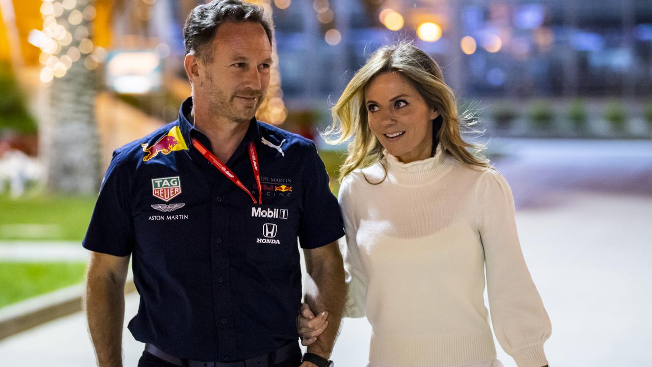 Red Bull Racing Team Principal Christian Horner and his wife Geri walk in the Paddock after practice for the F1 Grand Prix of Bahrain at Bahrain International Circuit on March 29, 2019 in Bahrain, Bahrain. (Photo by Mark Thompson/Getty Images)