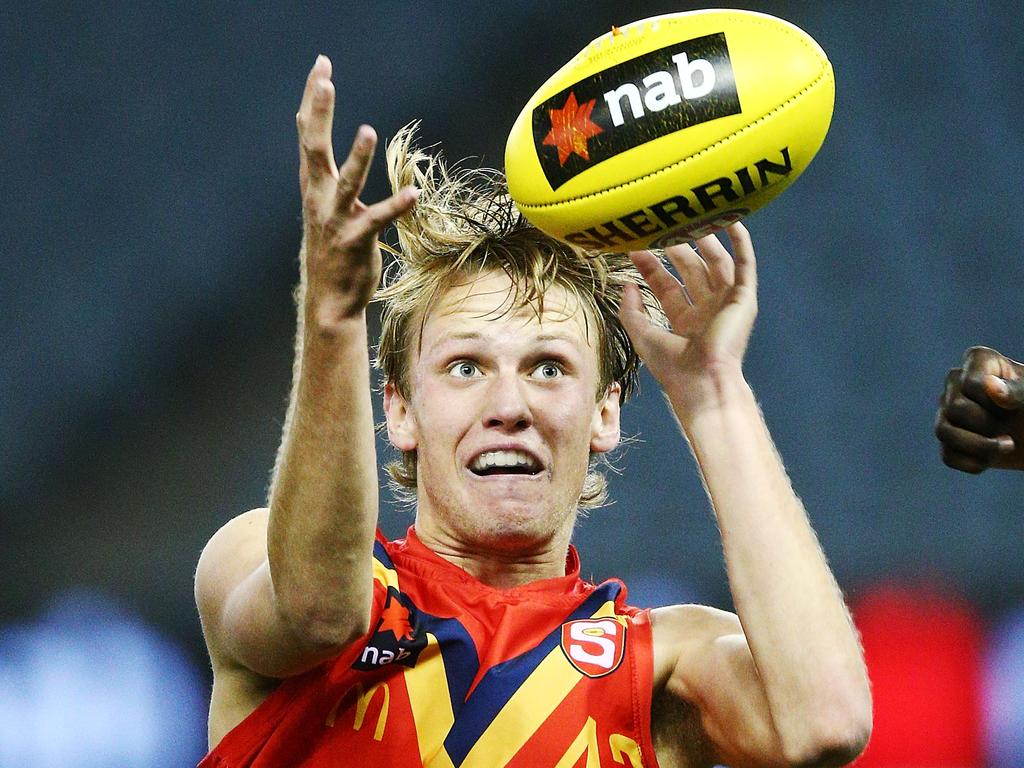 MELBOURNE, AUSTRALIA - JULY 04:  Jack Lukosius of South Australia marks the ball during the U18 AFL Championship match between Vic Metro and South Australia at Etihad Stadium on July 4, 2018 in Melbourne, Australia.  (Photo by Michael Dodge/Getty Images)