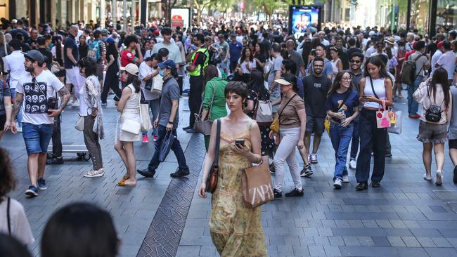 Sydney’s Pitt Street Mall was thriving on Boxing Day but the reality is shopping habits have changed. Picture: Getty Images