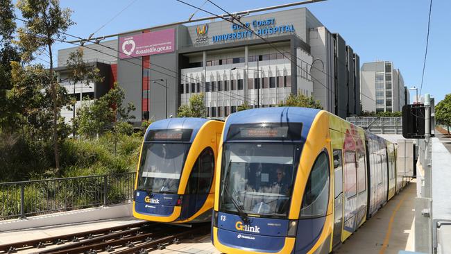 Light rail outside Gold Coast University Hospital. Picture Glenn Hampson