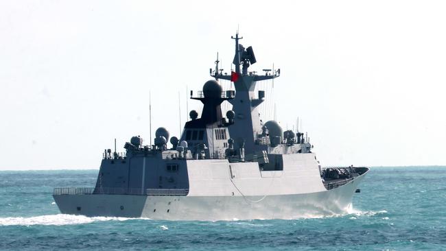 The People's Liberation Army-Navy Jiangkai-class frigate Hengyang. Picture: Australian Defence Force/AFP