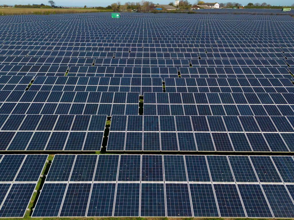 A solar farm in Manston, south-east England. Picture: Daniel Leal/AFP