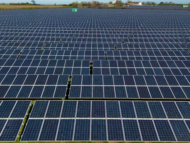 A solar farm in Manston, south-east England. Picture: Daniel Leal/AFP