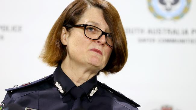 Superintendent Selena Dinning, Officer in Charge of Western District, speaks to the media at Police Headquarters on Monday. Picture: NCA NewsWire / Kelly Barnes