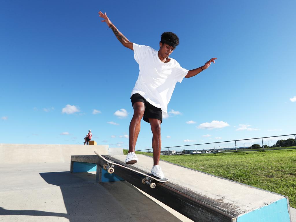 Jonnie Saraaiva at the skate park. Photograph : Jason O’Brien