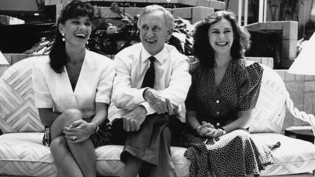 Then federal opposition leader Andrew Peacock with daughters Ann and Caroline in 1990.