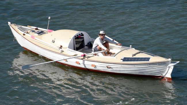 Tom Robinson training for his trans-Pacific challenge. Picture: Brisbane River Boats