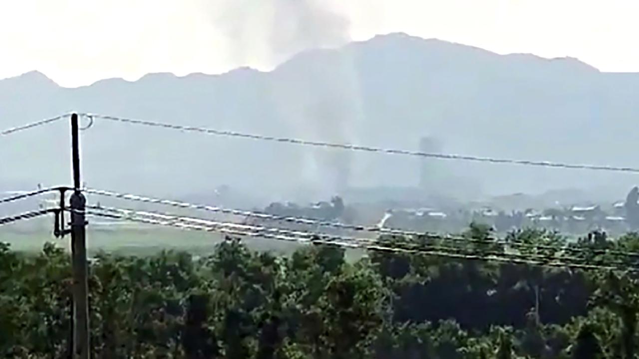 Smoke rising in the North Korean border town of Kaesong. Picture: Yonhap via AP