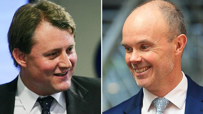 They're in the money ... Chris Mackay (left) and Hamish Douglass. Pictures: File