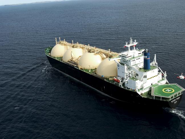 Woodside LNG (liquefied natural gas) tanker carrying a cargo from the North West Shelf Project, Western Australia.