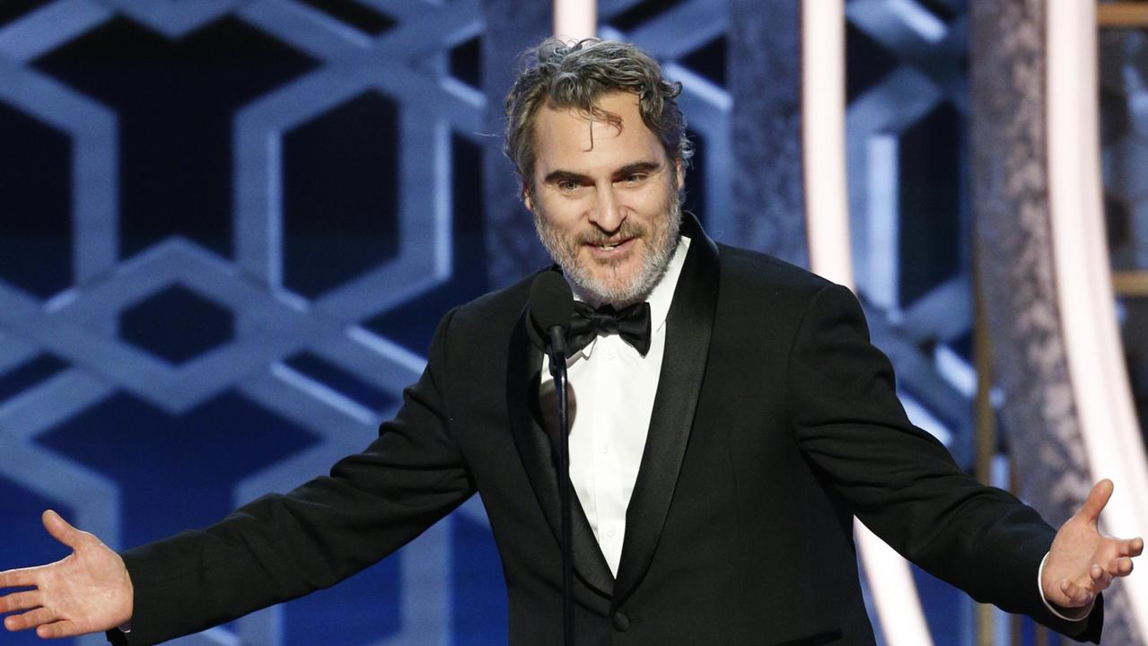 Joaquin Phoenix‘s speech was a bumpy ride. Picture: Paul Drinkwater/NBC via AP