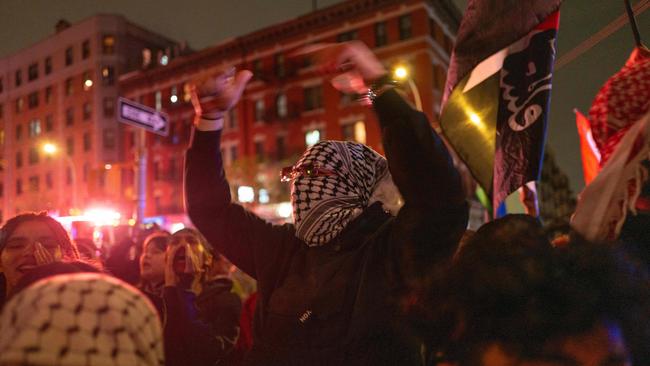 Pro-Palestinian supporters confront police during demonstrations at The City College Of New York (CUNY). Picture: Spencer Platt/Getty Images/AFP