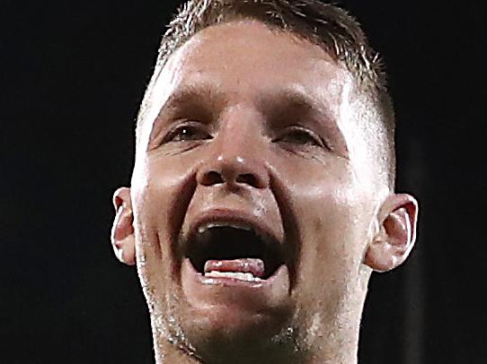 CANBERRA, AUSTRALIA - SEPTEMBER 27: Jarrod Croker of the Raiders celebrates victory in the NRL Preliminary Final match between the Canberra Raiders and the South Sydney Rabbitohs at GIO Stadium on September 27, 2019 in Canberra, Australia. (Photo by Mark Metcalfe/Getty Images)