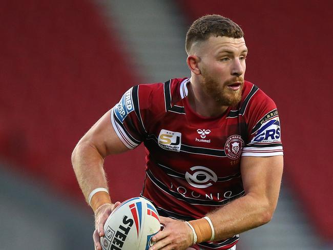 ST HELENS, ENGLAND - APRIL 01:  Jackson Hastings of Wigan Warriors during the Betfred Super League match between Wigan Warriors and Wakefield Trinity at Totally Wicked Stadium on April 01, 2021 in St Helens, England. Sporting stadiums around the UK remain under strict restrictions due to the Coronavirus Pandemic as Government social distancing laws prohibit fans inside venues resulting in games being played behind closed doors. (Photo by Alex Livesey/Getty Images)