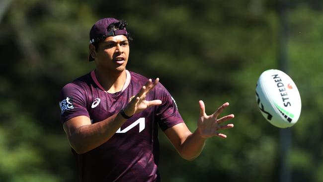 Selwyn Cobbo during Brisbane Broncos training. Picture: Zak Simmonds