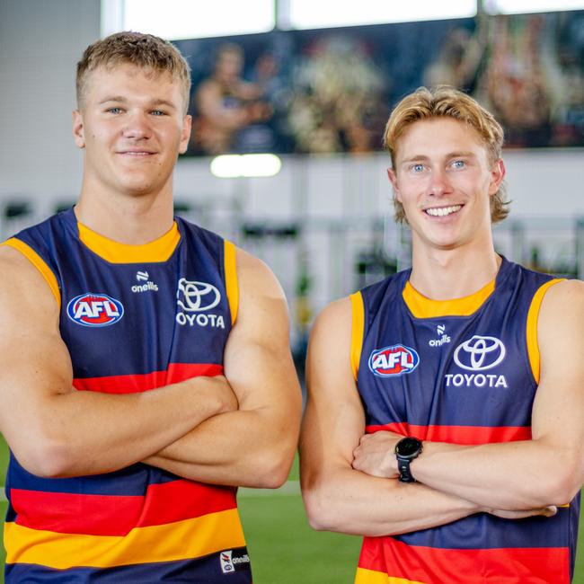 Crows draftees Tyler Welsh and Sid Draper. Picture: Adelaide Football Club.