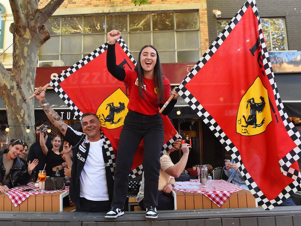 Angelo Gibaldi and Jacinta Conte celebrating with staff and family at Stuzzicgino on Lygon St. Picture: Josie Hayden