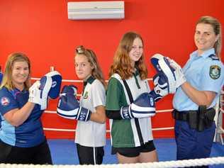 HARD HITTING: Donna Reed, Tanisha Fletcher, Tianna Collins and Senior Constable Clare Tuckett love the Fit For Life boxing classes. Picture: Michael Doyle