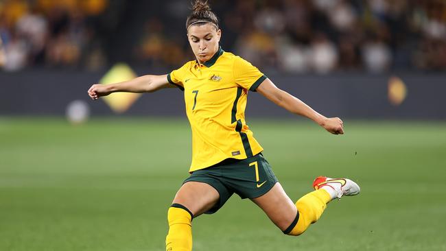 Steph Catley is one of four Matildas in FIFA 23’s top 100. Picture: Mark Kolbe/Getty Images