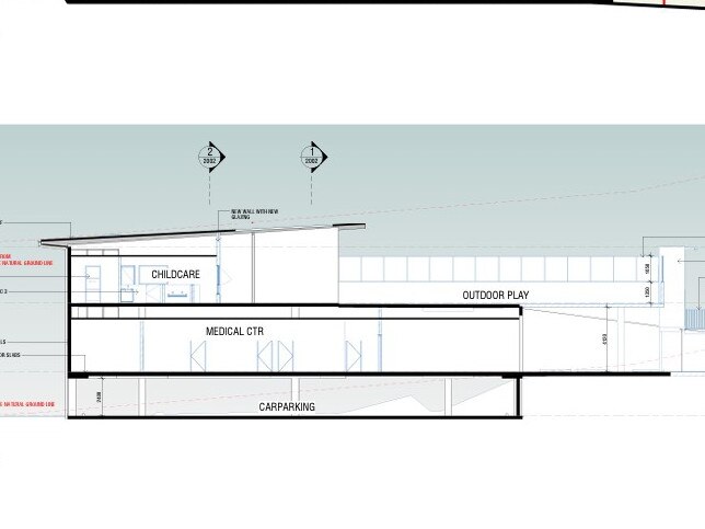 An artist's impression of the building to accommodate a new childcare centre and a medical centre in Niangala Close, Belrose. Picture: Buchan Group