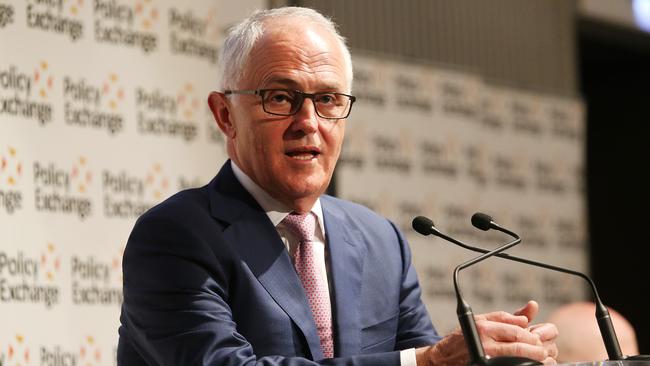 Malcolm Turnbull delivers the Disraeli lecture at the Policy Exchange in London. Picture: Kym Smith