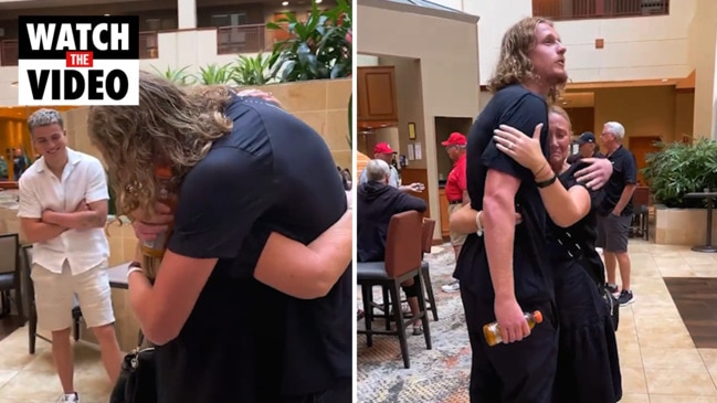 AFL legend's emotional reunion with son