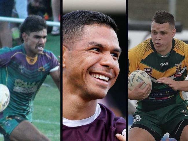 Evans Head player Zach Roberts, Marist Brothers' recruit David Mead and Cudgen's Sam Togo ahead of the 2023 Northern Rivers Regional Rugby League.