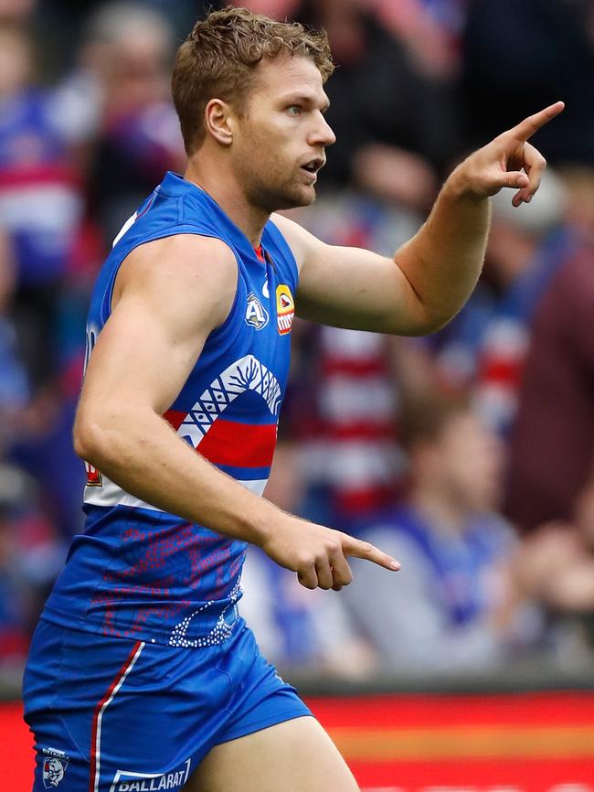 Jake Stringer excited Mick Malthouse. Picture: Getty Images