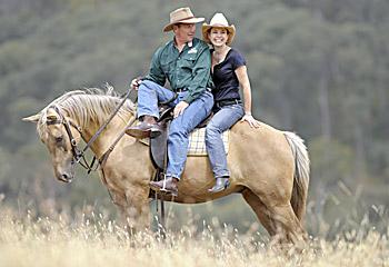 Tom Burlinson and Sigrid Thornton revisit their time as the horseridin lovebirds in the classic Aussie film The Man from Snowy River. Picture: Nicole Garmston